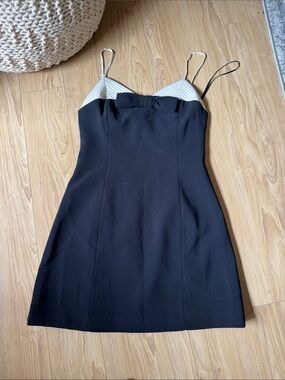 Mango Black Mini Dress with Cream Bust